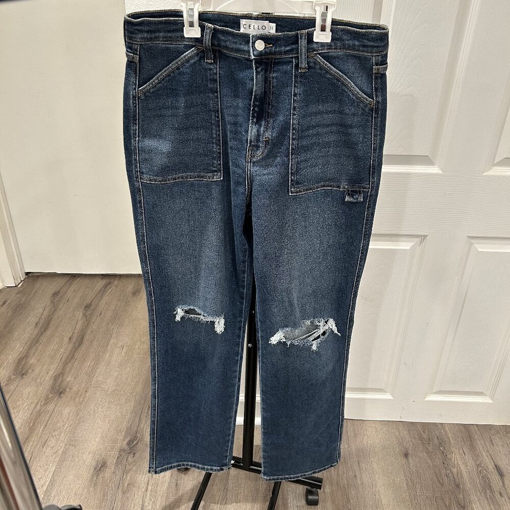 Cello Carpenter Distressed Wide Leg Jeans Size 11